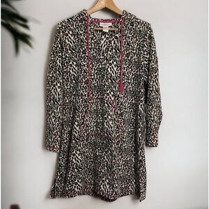 Catalog Favorites Women’s Leopard Print Hoodie Night Dress Size L With Pocket